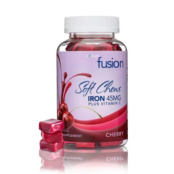 Men and Women Chew Iron Supplements - Cherry Flavor, Iron Vitamin C Soft Chew, Suitable for Anemia and Iron Deficiency