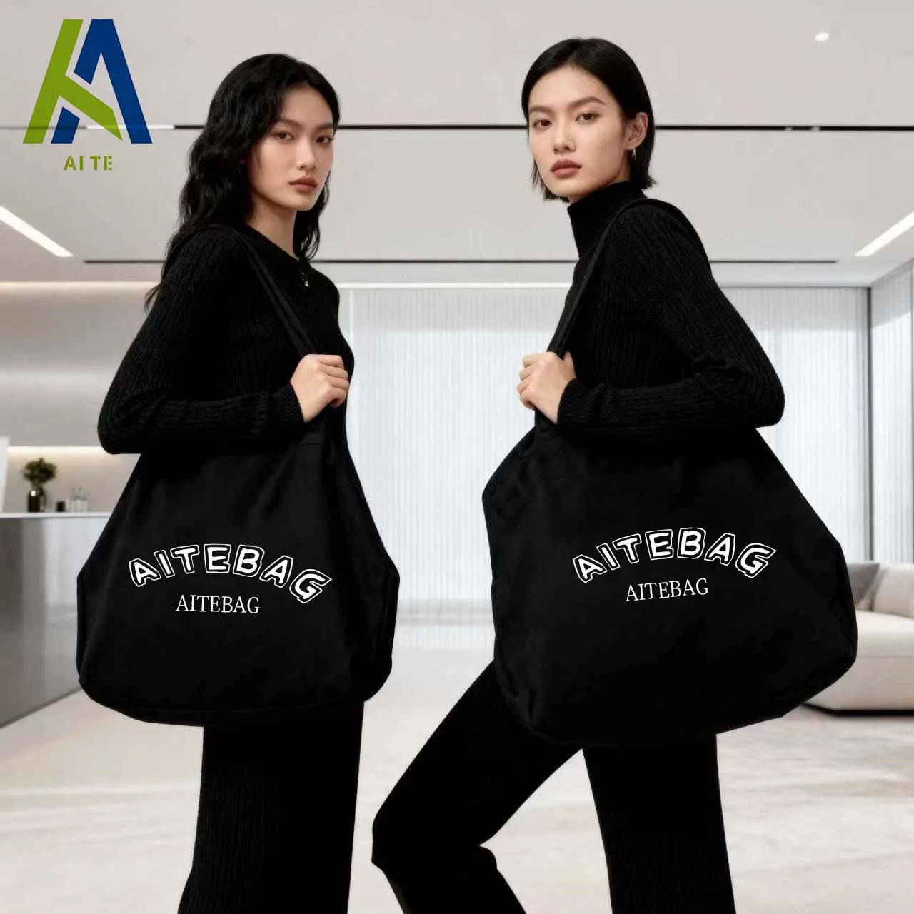 Custom Color Oversized Canvas Tote Bag with Shoulder Strap-Medium/Large Size Sporty Weekender for Women Yoga & Gift