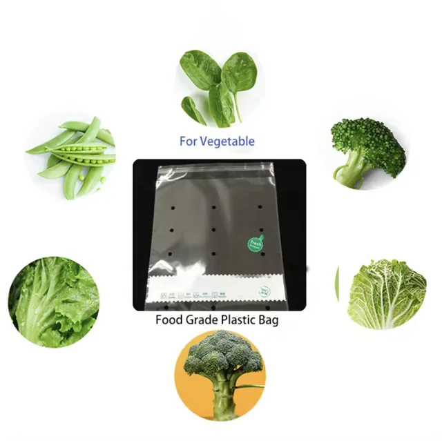 Anti Fog Zipper Keep Fresh Plastic Modern Vegetable Packaging Supermarket Vegetables Bag