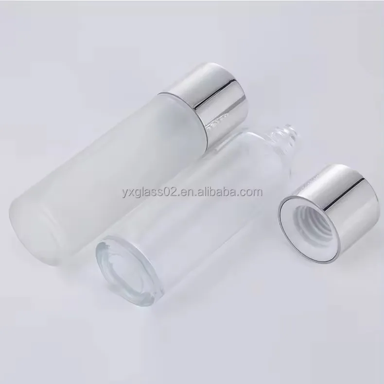 Oem High-grade container 75ml160ml230ml frosted&Glossy serum skincare cosmetic packaging cosmetic glass bottle set details