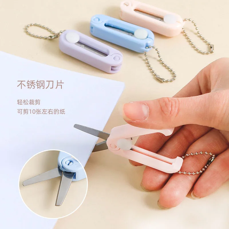 Small Scissors Foldable Mini Cutting Shears Folding Shear Keychain for Kids DIY