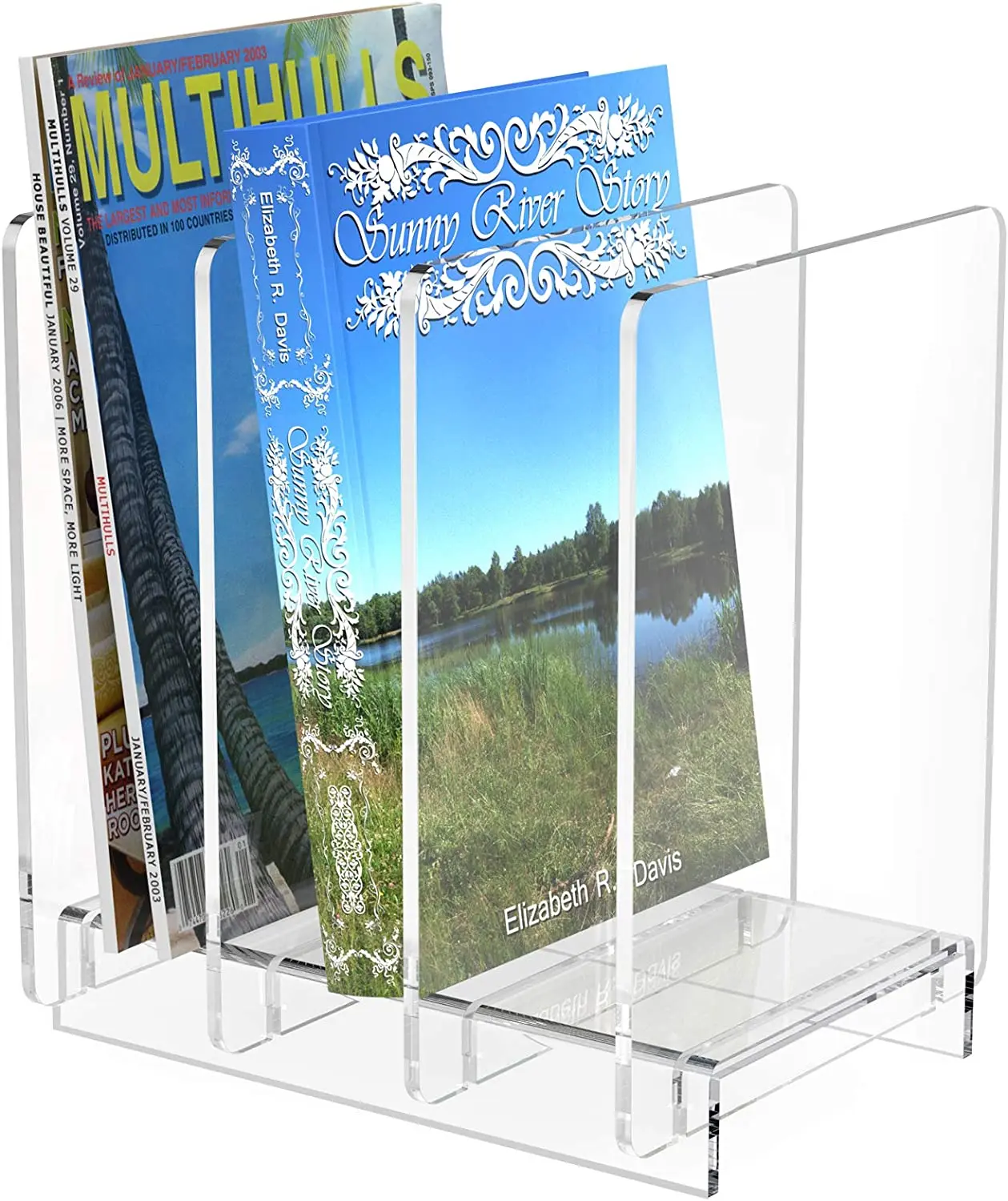 Clear Acrylic Magazine Holder And File Organizer,Desk Standing Rack On