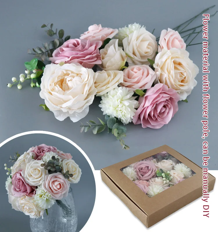Hh058 European High Quality Home Decor Wedding Diy Bouquet Birthday Party Gift Lotus Pink