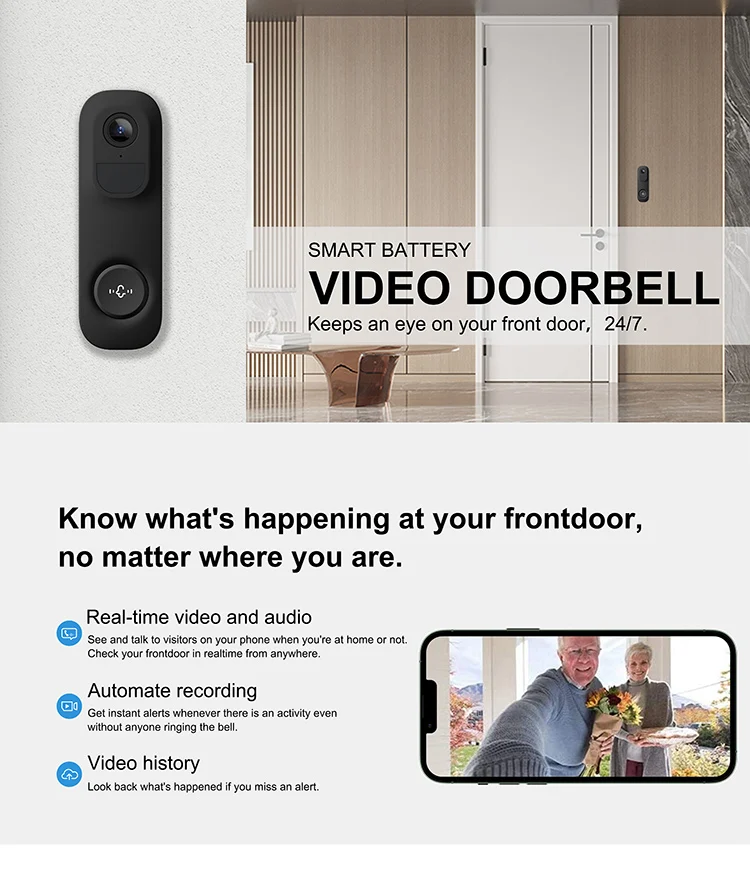 Pir Alexa Google Assistant Doorbell Hot Christmas Long Life Durable