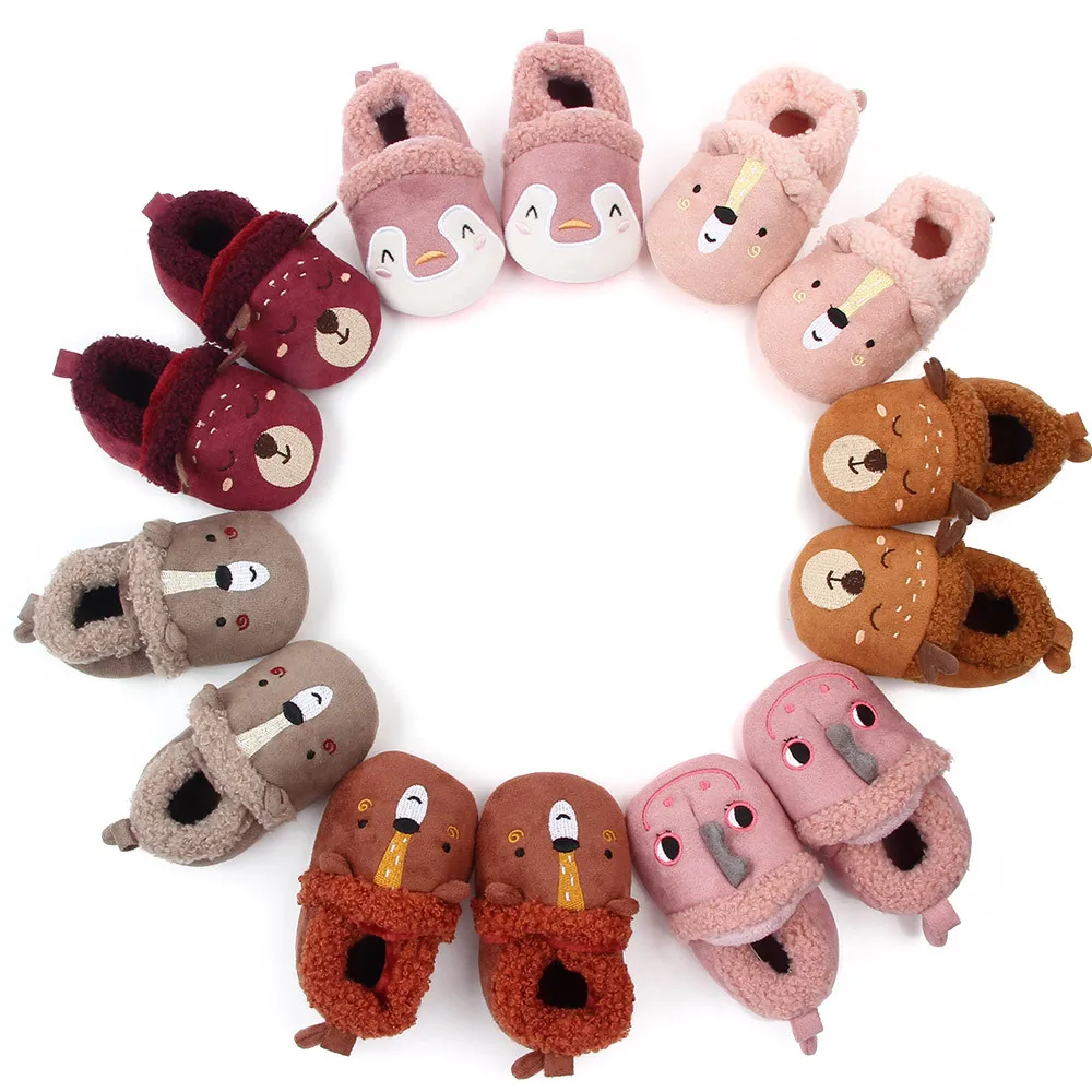 Baby Boys Girls Soft Plush Slippers Animal Boots Toddler Infant Crib Shoes Winter House Shoes