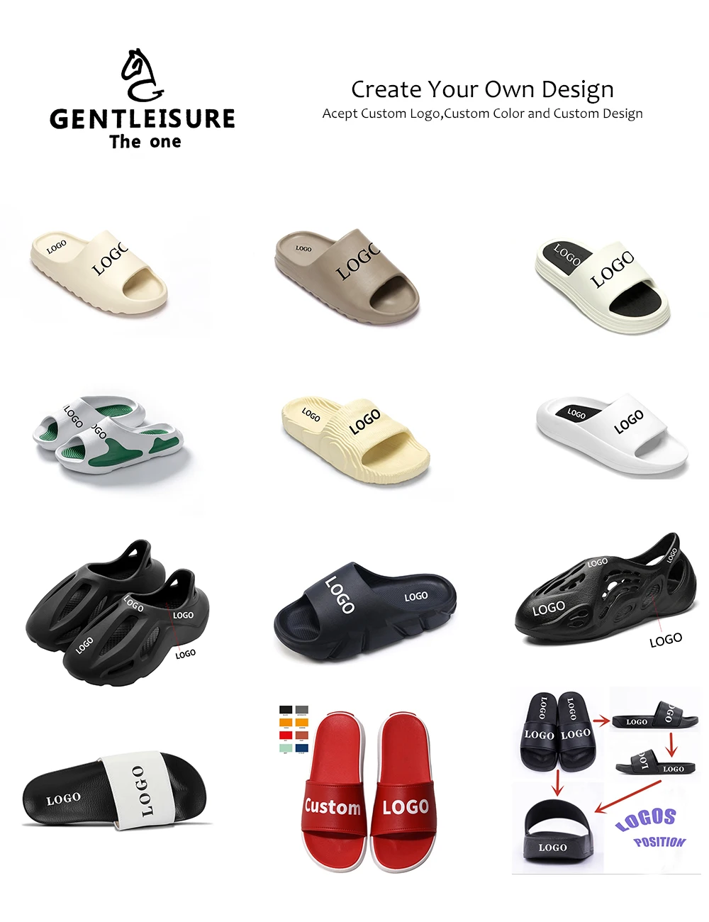 Gentleisure Slides Foam Runner Custom Slides Slipper,Brand Logo