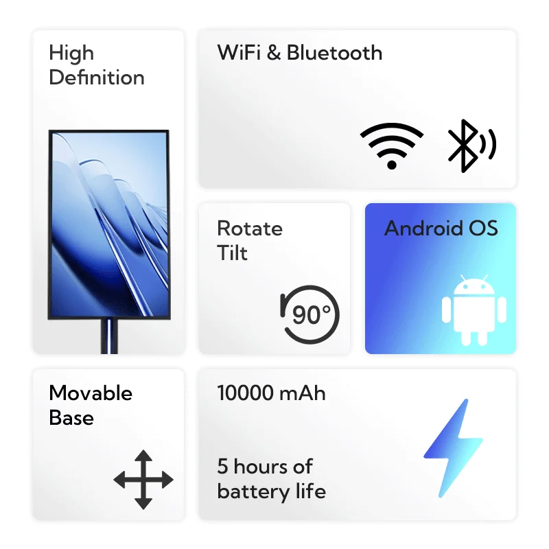 COSUN 360 Rotating Screen Portable Touch Screen Tv 32 Inch LCD Touch Screen Display Tv with Stand