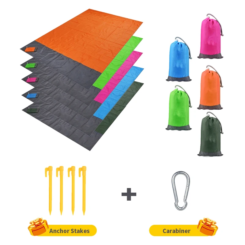 2*2.1m Waterproof Pocket Beach Blanket Folding Camping Mat/Mattress Portable Lightweight Mat/Outdoor Picnic Mat Sand Beach Mat