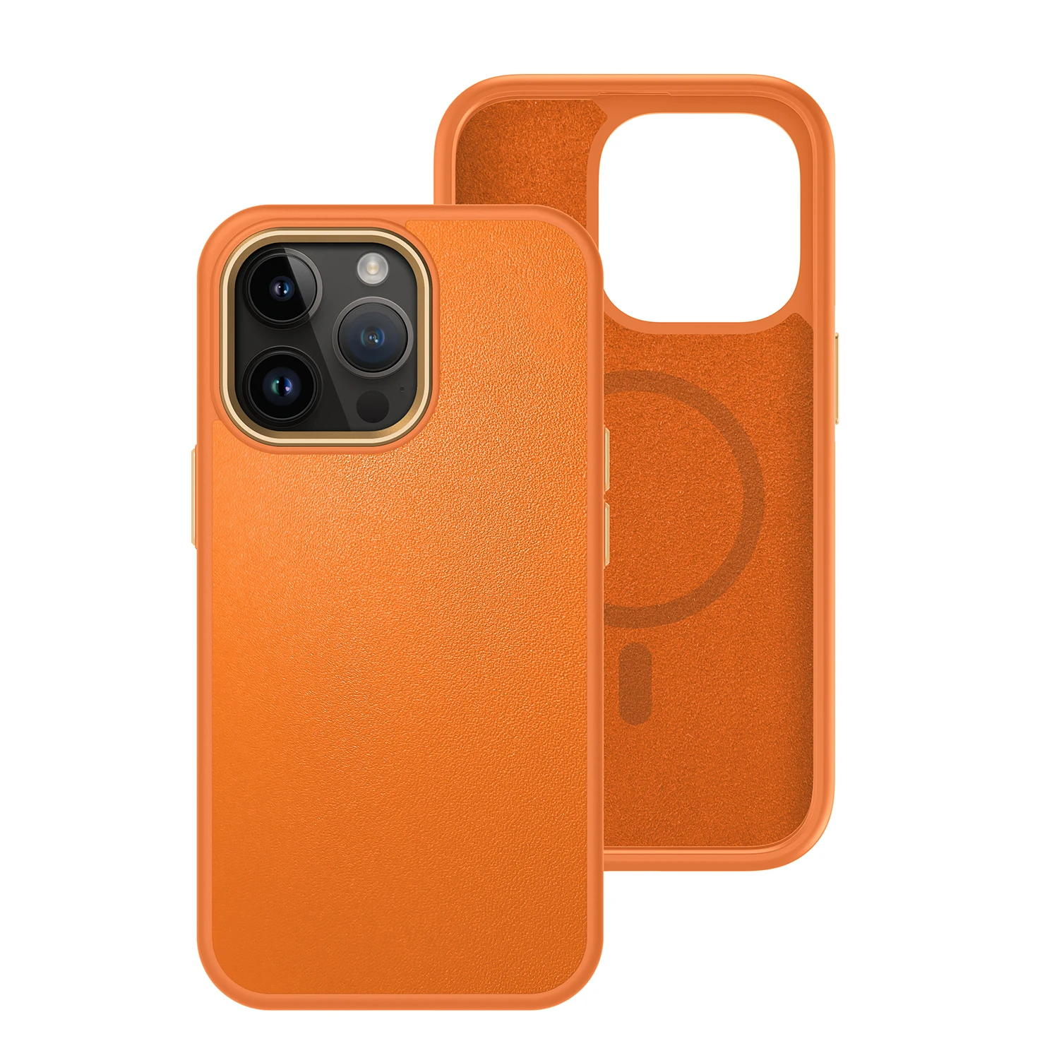 2022 Custom Genuine Leather Soft Shockproof Metal Camera Ring Cover