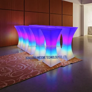 Colorful Decoration RGB Color-Changeable Rechargeable Outdoor Plastic LED Coffee Table for Park or Garden