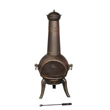Classical 112cm H Cast iron outdoor chimenea garden fireplace patio chimney with BBQ grill