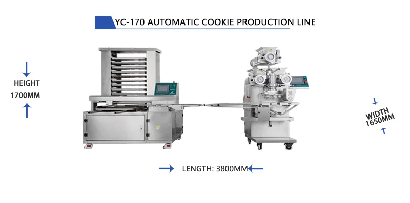 Shanghai Yucheng double color cookie production line with 3 hoppers details