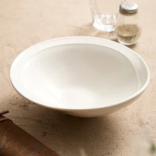 White Ceramic Deep Soup Pasta Bowl 8.2 Inch Wide Luxury round Porcelain for Home Restaurant Wedding Rice Occasions