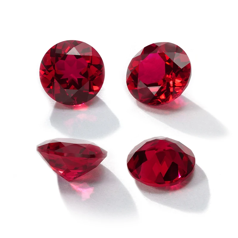 Lab Grown Ruby Round Cut Polished Blood Ruby Red Gemstones Lab Created Loose Ruby
