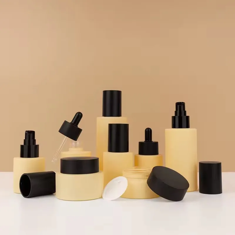 Custom30g50g30ml50ml100ml120ml creqam dropper sprayer pump glass container hot sale cosmetic set skincare packaging set supplier