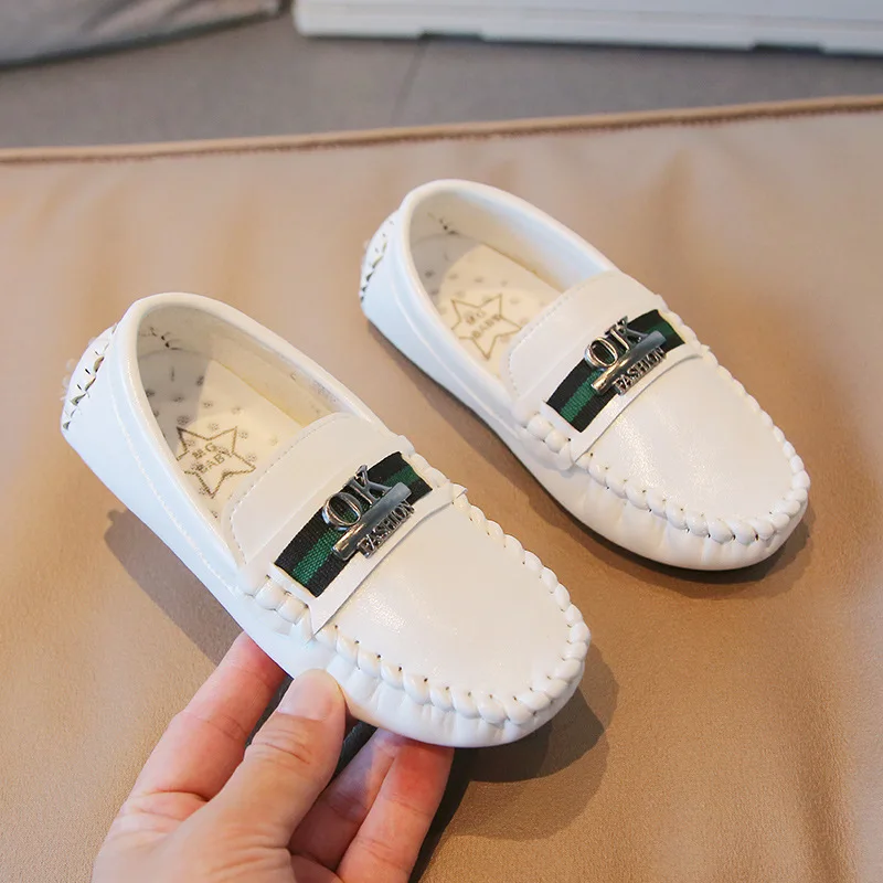 2023 Spring and Autumn New Children Shoes Black Fashion Bean Shoes Boys Soft Sole Black Single Shoes