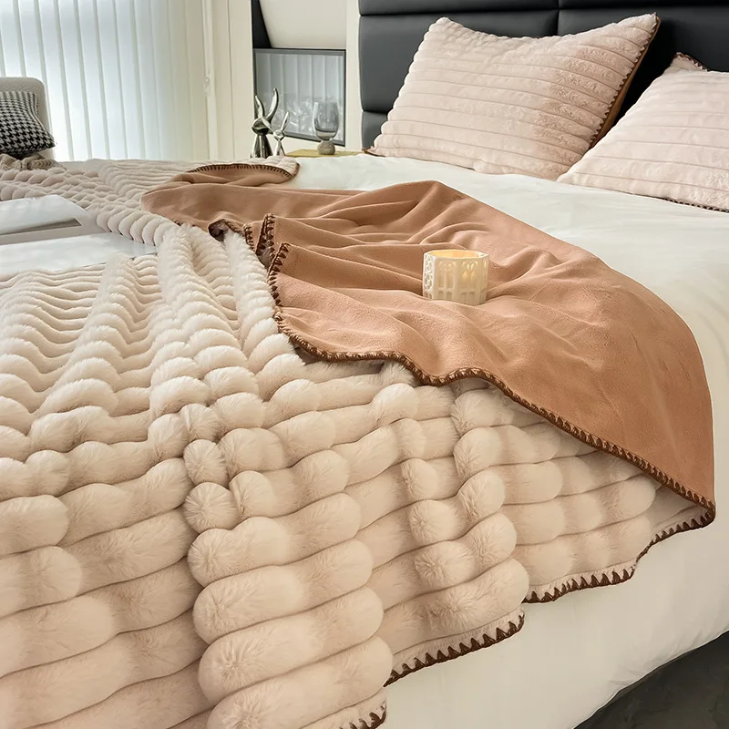 Wholesale Double Sided Bed Blankets For Winter Luxury Faux Fur Blanket