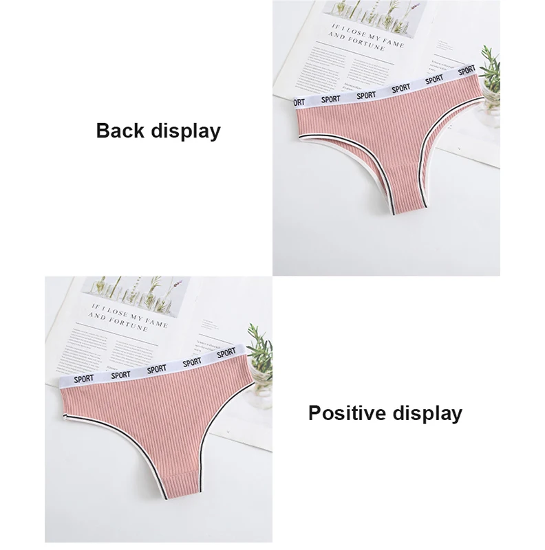 Women Panties Thong Thread Solid Color Youth Thong Underwear Cotton ...
