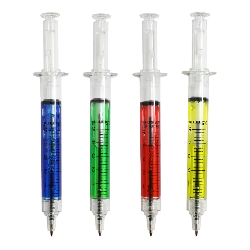 Customized Logo Syringe Shape Medical Injection Pens Promotional Gifts for Hospital Doctor Nurse Made Plastic Featuring Liquid