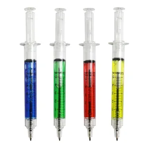 Customized Logo Syringe Shape Medical Injection Pens Promotional Gifts for Hospital Doctor Nurse Made Plastic Featuring Liquid