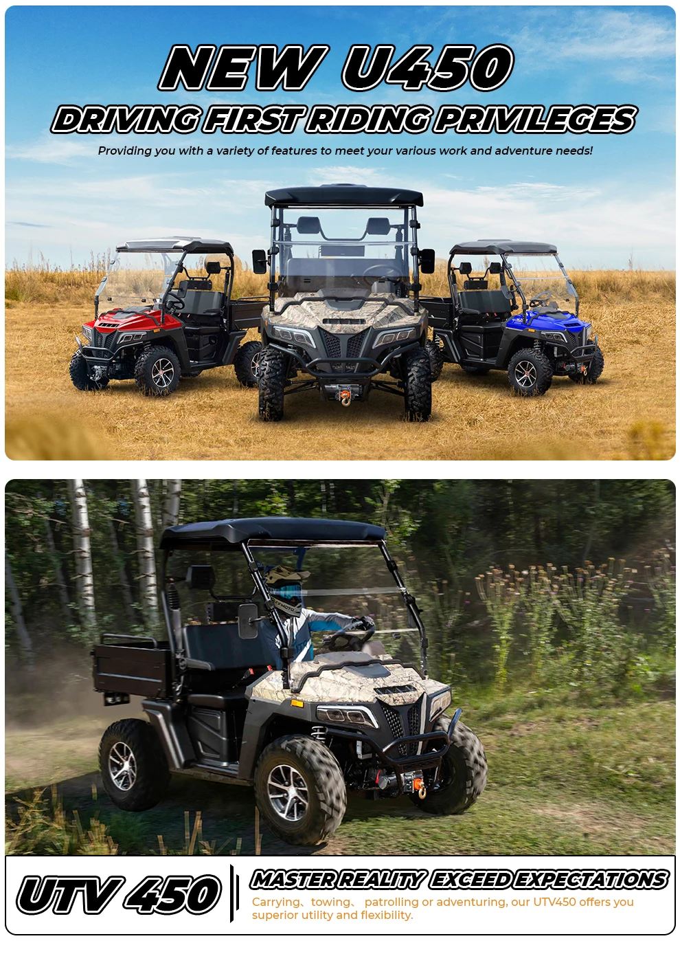 2024 Off-road Vehicle Awd 800cc 1000cc Side By Side Electric Start Gas ...