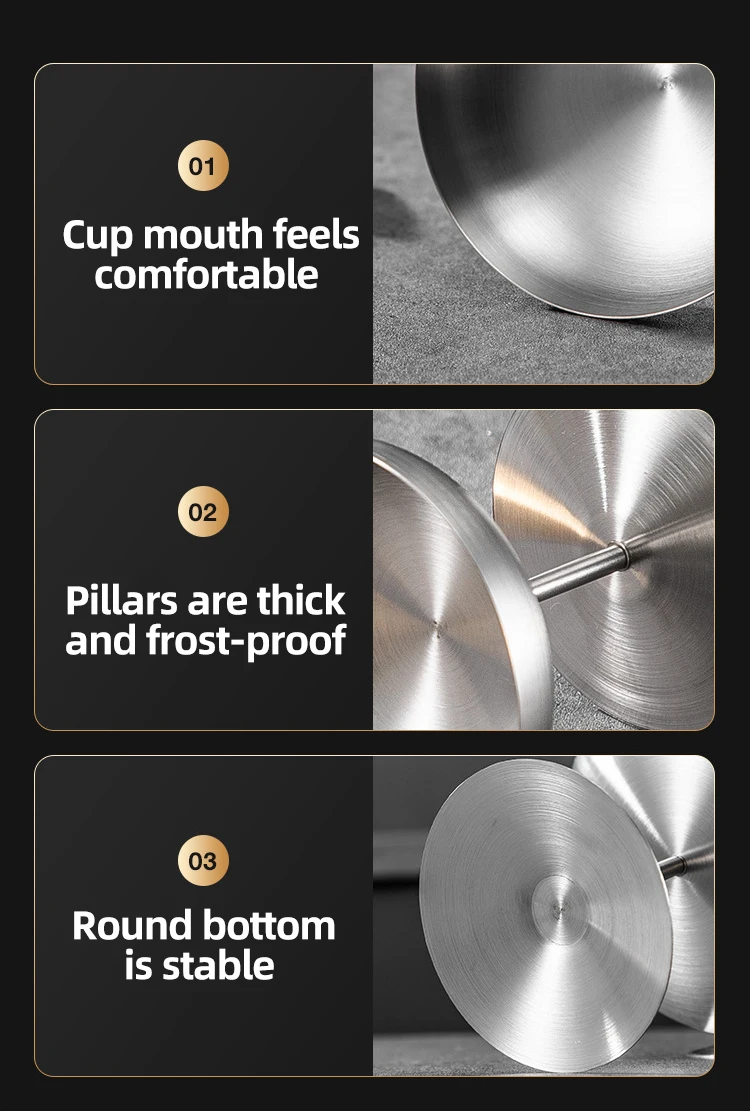 Fast Shipment Golden High Frost-proof Bottom Round Food Safety Metal Yogurt Juice Cocktail Wine Stainless Steel Ice Cream Cup
