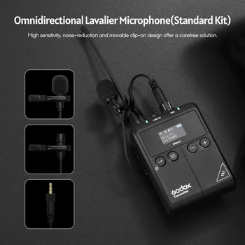 Godox WMicS1 Kit2 UHF Wireless Microphone 2pcs TX1 Portable Body-pack Transmitters+ RX1 Receiver for Smartphone Camera Vlog detail image