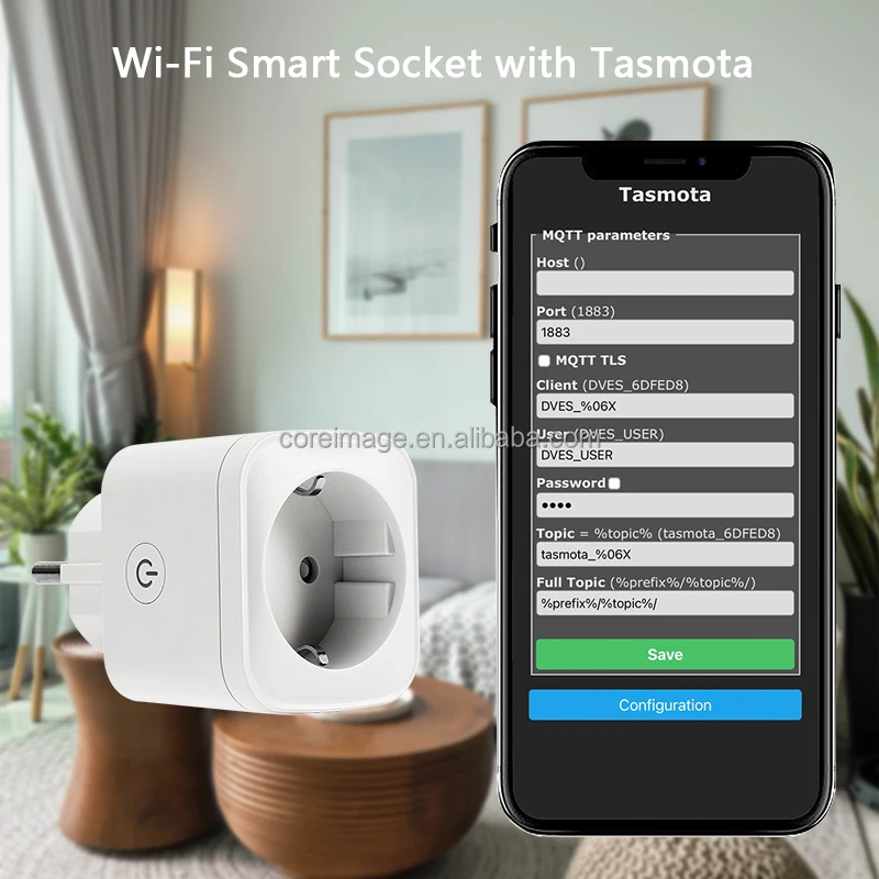 Tasmota WiFi Smart Plug German Power Socket 16A 220V with Energy Monitoring Remote Control Time Shedule Alexa Home Assistant