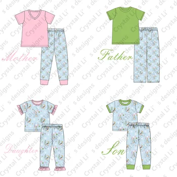 2021New design Easter clothing family matching pajamas mommy and me sleepwear daddy and son night wear clothing