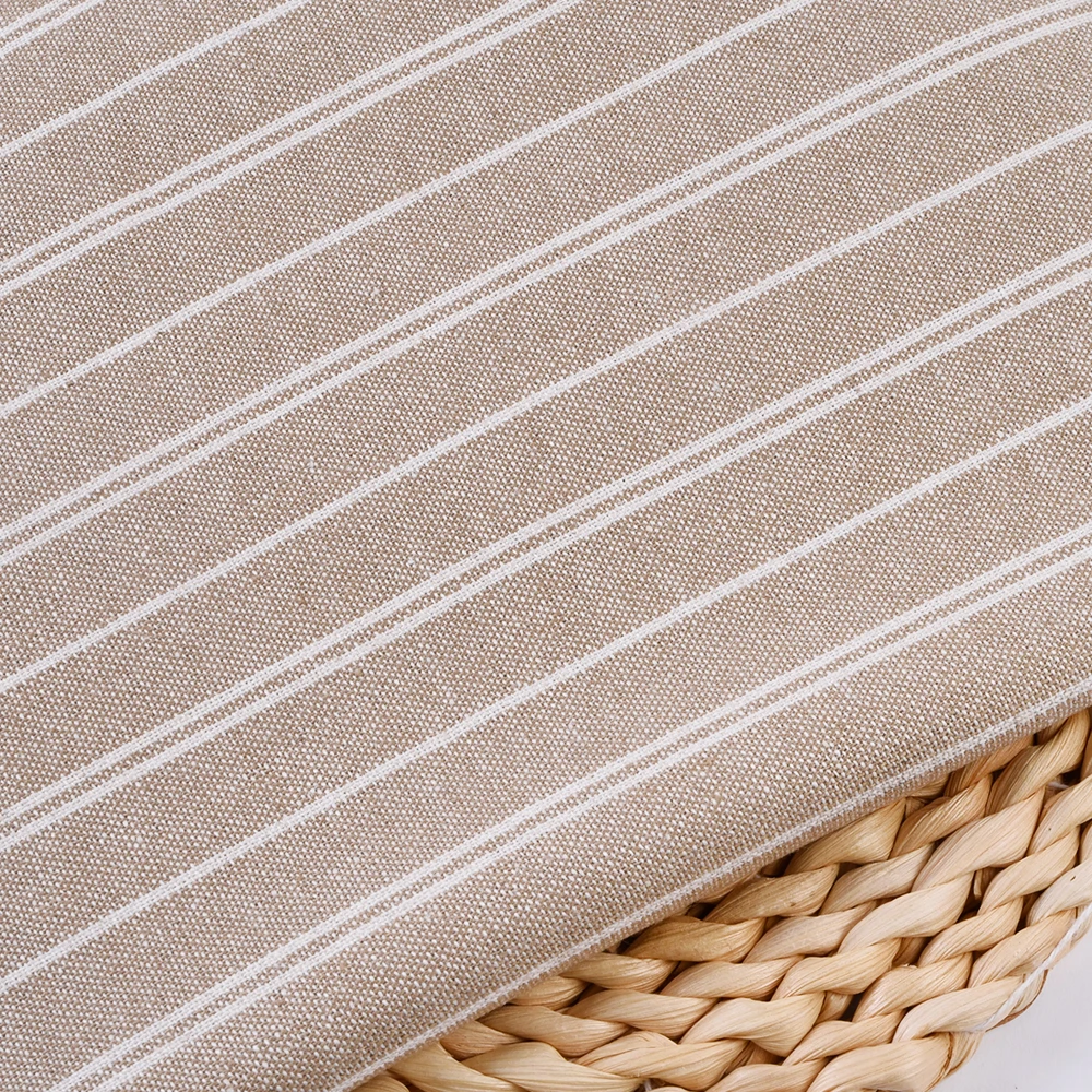 product custom design eco friendly soft medium weight striped linen cotton yarn dyed woven garment fabric-5