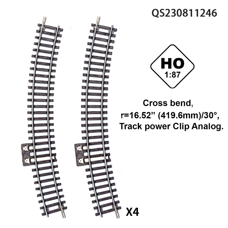 QS Customized Railway Toy 4PCS 1:87 HO Scale Simulation G1 Straight Bend Rail Model Miniature Train Track Toys for Kids Play