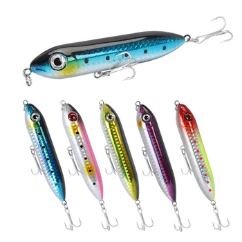Floating Stainless Steel Artificial Hard Bait 96mm/12.2g Long-Cast Pencil Topwater Lure With Hooks for Snakehead Bass PE017 – Popper – view 2