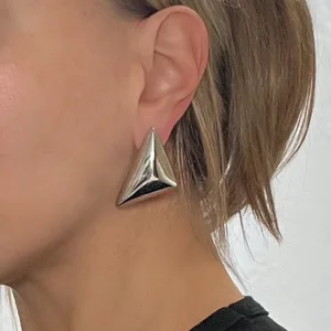 MW Clean Fit Waterproof 18K Gold Small Earrings Stainless Steel Chunky Jewelry Smooth Triangle Shaped Earring Women