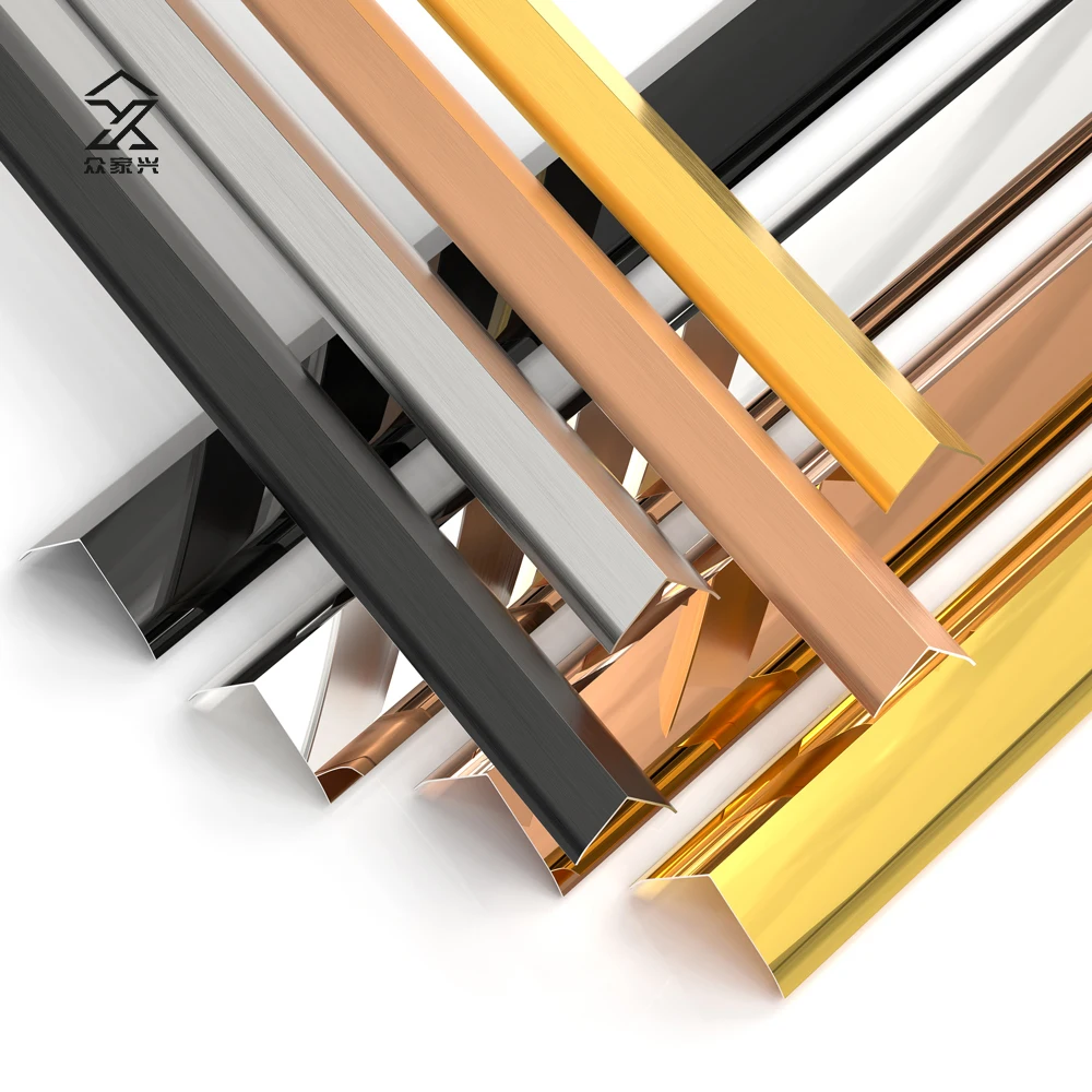 Gold Metal Decorative Aluminum Alloy Edge Trim profile stainless steel stair parts edge L Shape Wall Tile Trim details