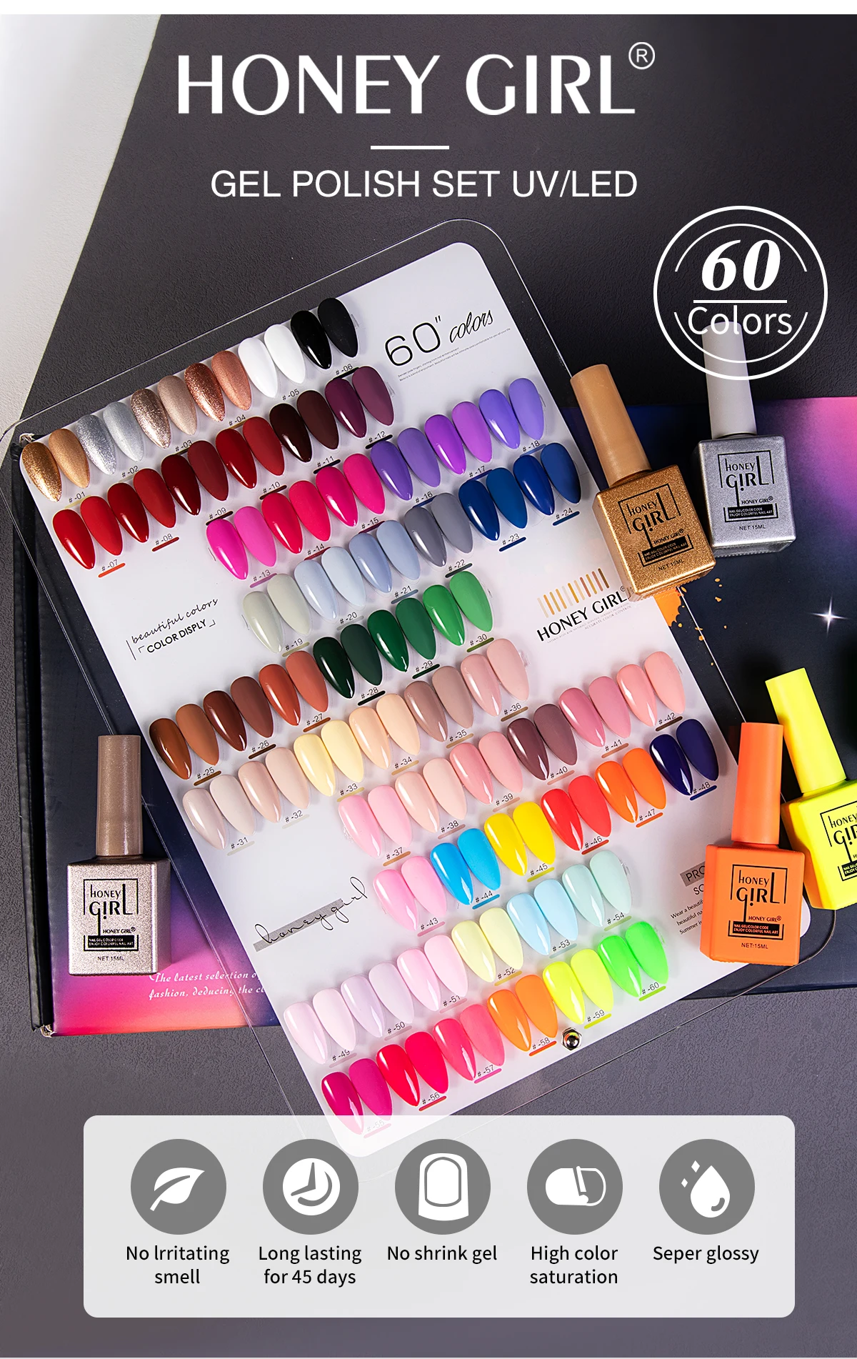 OEM Private Label  60+3 Colors 15ml Vegan Gel Nail Polish Kit Uv Led Gel Polish Wholesale Gel Nail Polish Set details