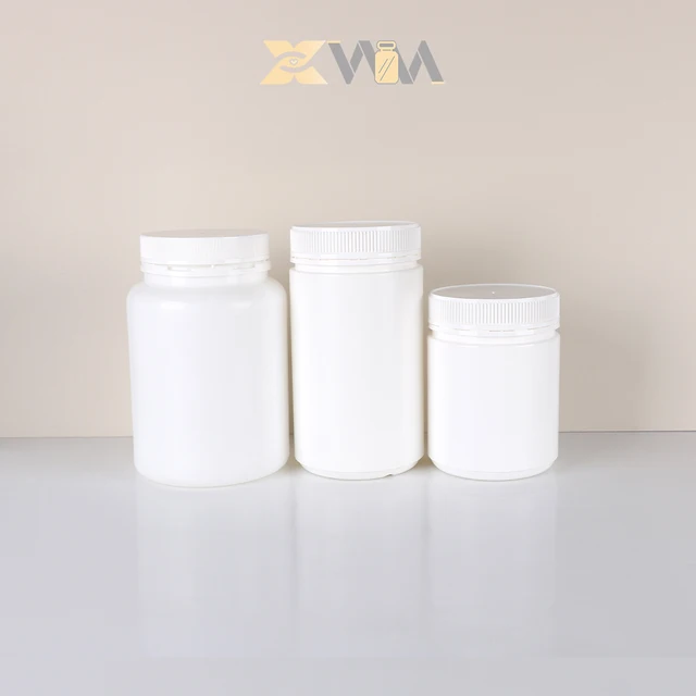 HDPE Custom Label 250ml 300ml 500ml White Plastic Vitamin Bottle Melatonin Gummy Bottle Supplement Capsule Bottle for Medicine