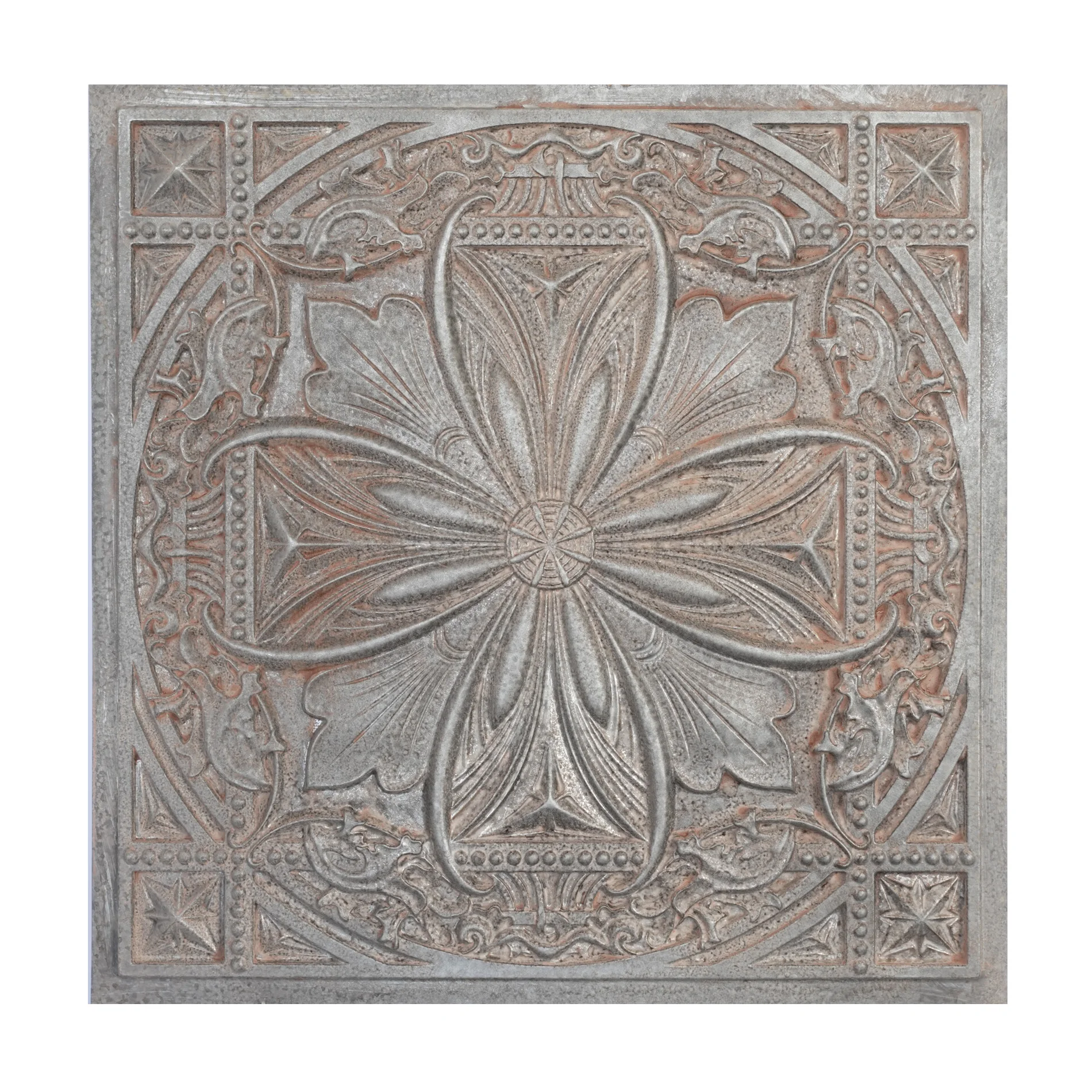 PVC Ceiling Tiles Waterproof Artistic Interior Decorative Panels for Hotel and Cafe Club PL10 Weathered Iron