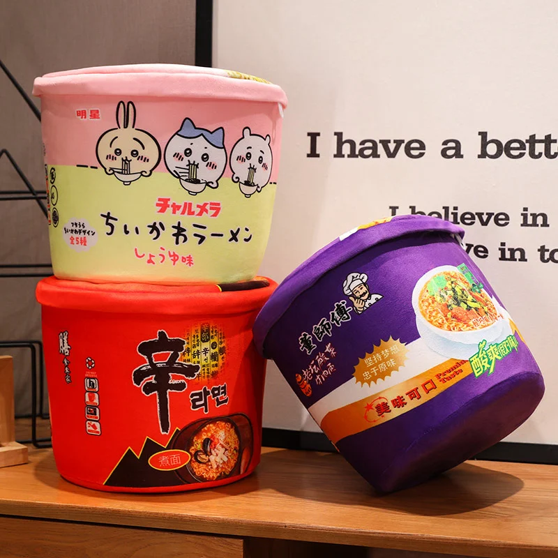 Kawaii Simulation Instant Noodles Plush Pillow Blanket and Food Stuffed Animal Toy Great for Gifts