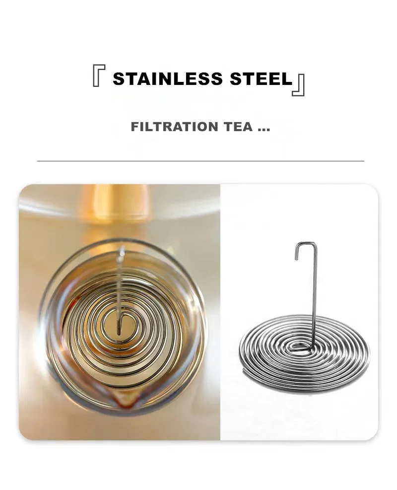 Yoyo Amber Color Borosilicate Glass Tea Kettle With Steel Stainless