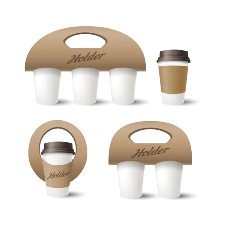 Custom Logo Coffee Packaging Cups Disposable Takeaway Takeout Corrugated Paper Cup Holder for Coffee Tea Drinking Carrier