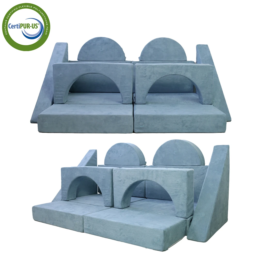 Set di divani trasformabili per bambini da 14 pezzi, poltrona modulare per bambini con rivestimento sfoderabile, divano da gioco modulare - Grigio | Leroy Merlin