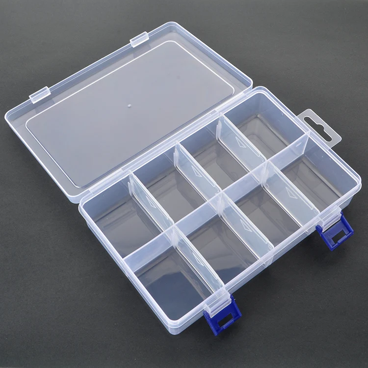 8 Clear Compartments Detachable Dividers Organizer Storage Plastic Box ...