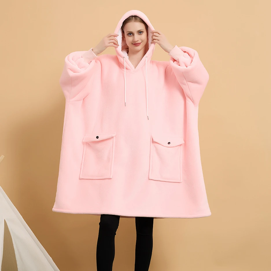 High Quality Pullover Oversized Microfiber Wearable Hoodie Blanket