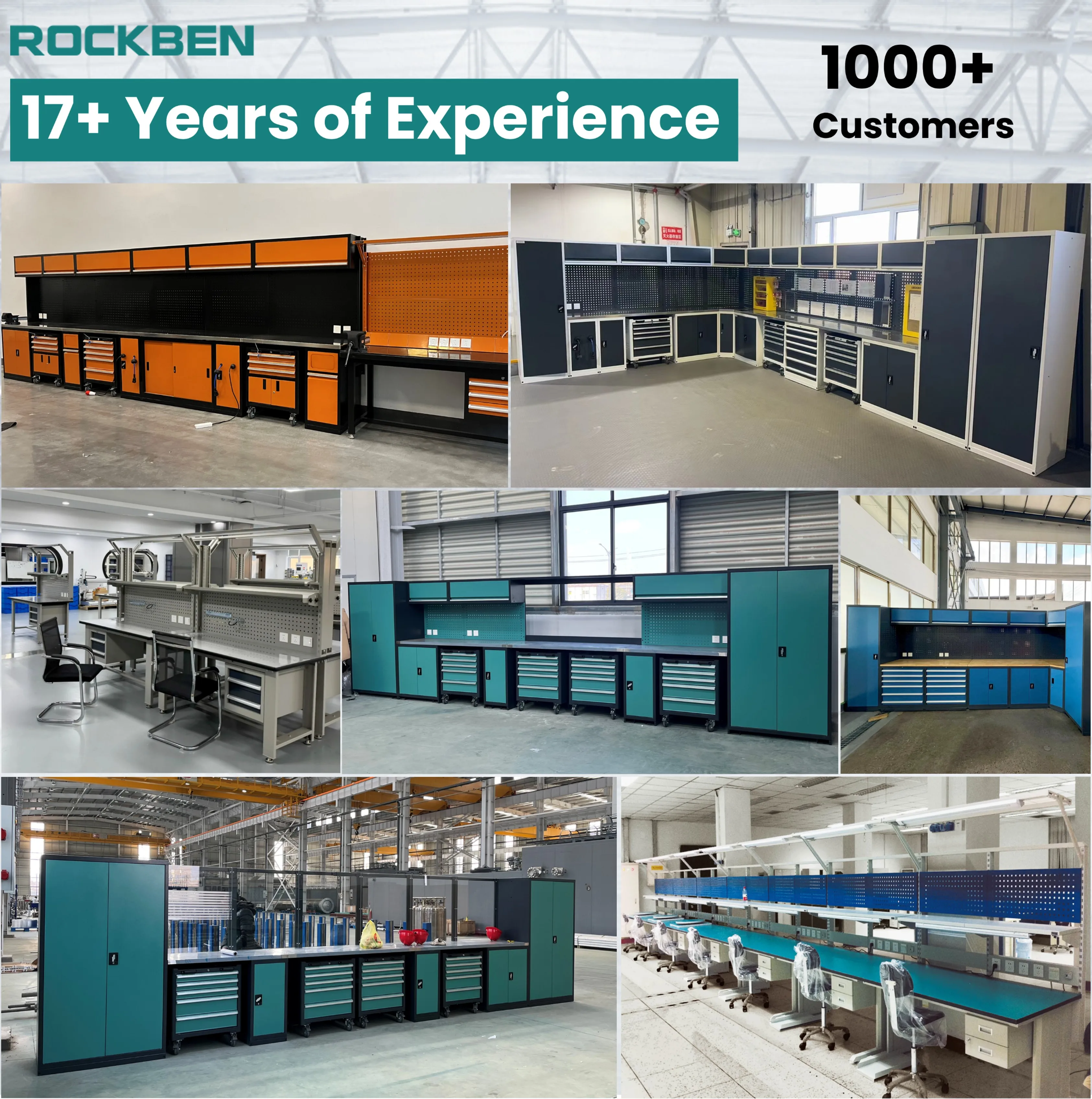 ROCKBEN Personalized Customization High Strangth 3-Drawer Mobile Tool Cabinet & Workbench for Manufacturing Plant