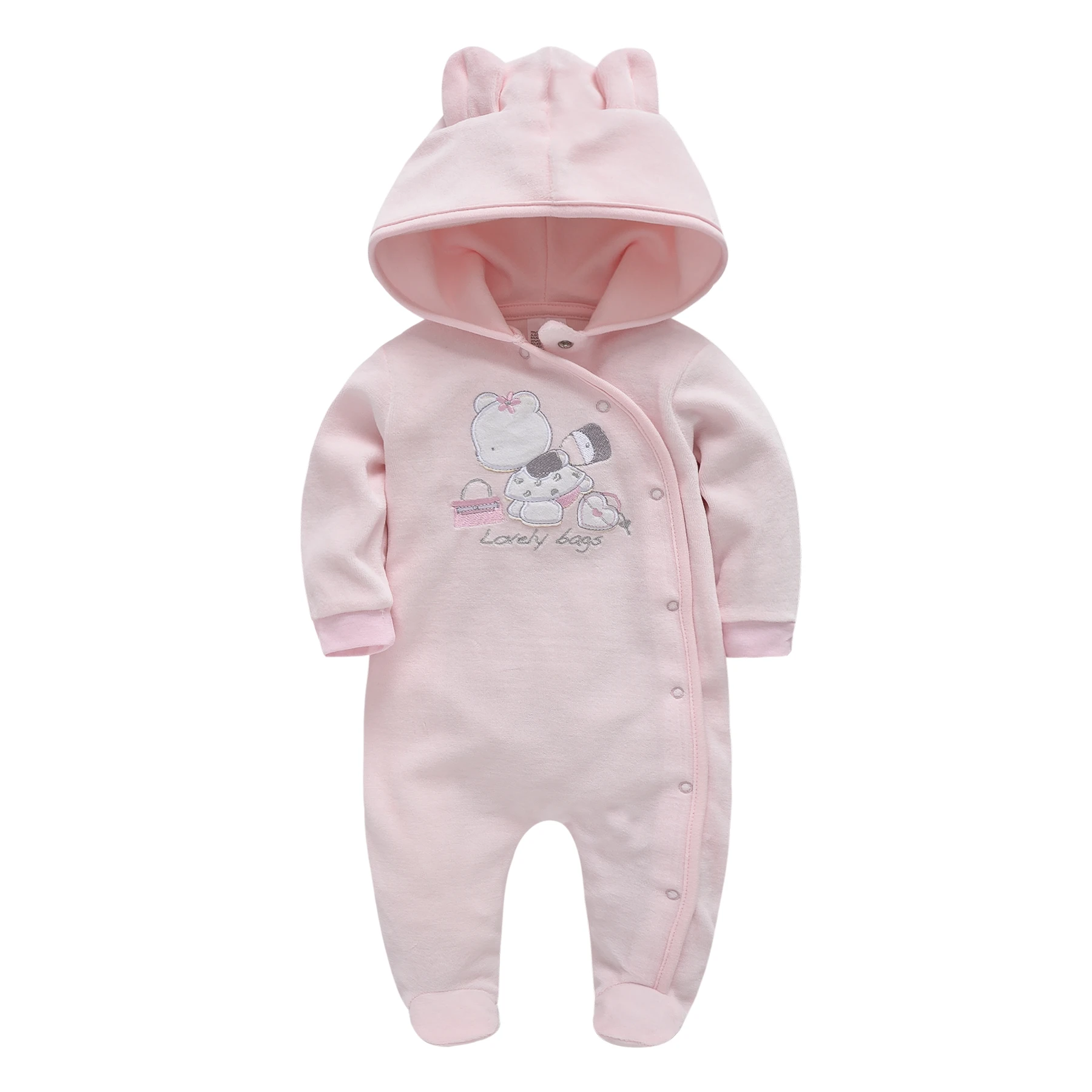 Hot Selling Velour Baby Hooded Romper 