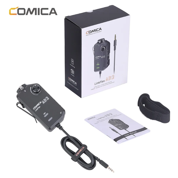 Préampli Microphone Comica LINKFLEX.AD2 - Alim Phantom 48V, Entrée XLR/6.35mm, Compatible IPhone/Android/caméra