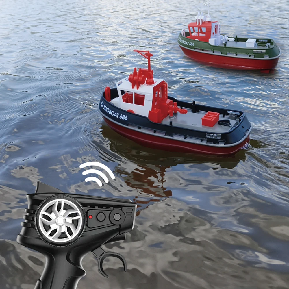 Remote Control Tugboat 1:72 Electric Boat Water Toy Charging Battery Operated Simulation RC Cargo Ship Model Toy