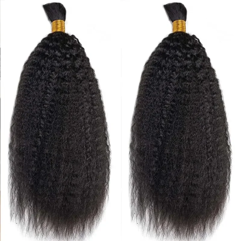 Kinky Straight Braiding Human Hair Bulk Mongolian Remy Hair Crochet Box Braids Hair Bundles 100g 3 pezzi/lotto_voghion.com