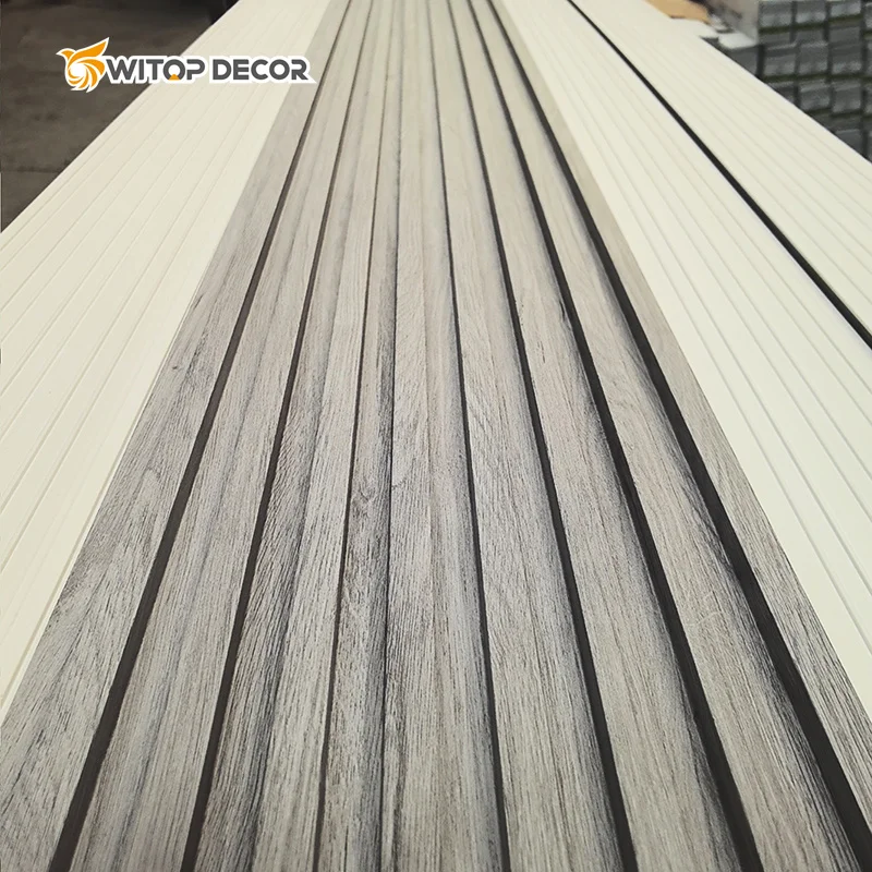 Indoor PVC Wood TV Wall Panel Wooded Paneled WPC for Bedroom Living Room Plastic Wood Decor Surface Easy Interlocking