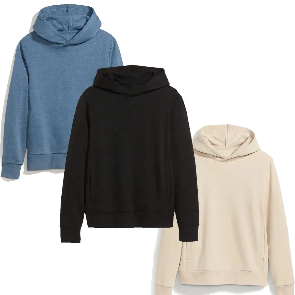 Kangaroo Hoodie Mit Rippenstoff Und Großer Tasche – Aus Baumwolle, Farbe Ecru, Größe S